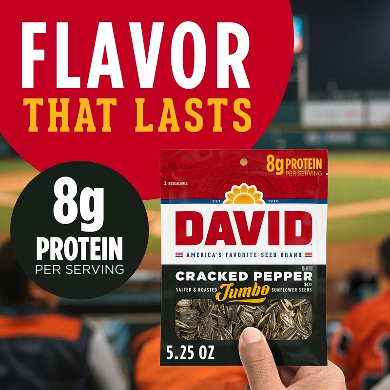 DAVID Jumbo Sunflower Seeds, Cracked Pepper Flavor, Father's Day Baseball Sna... gallery