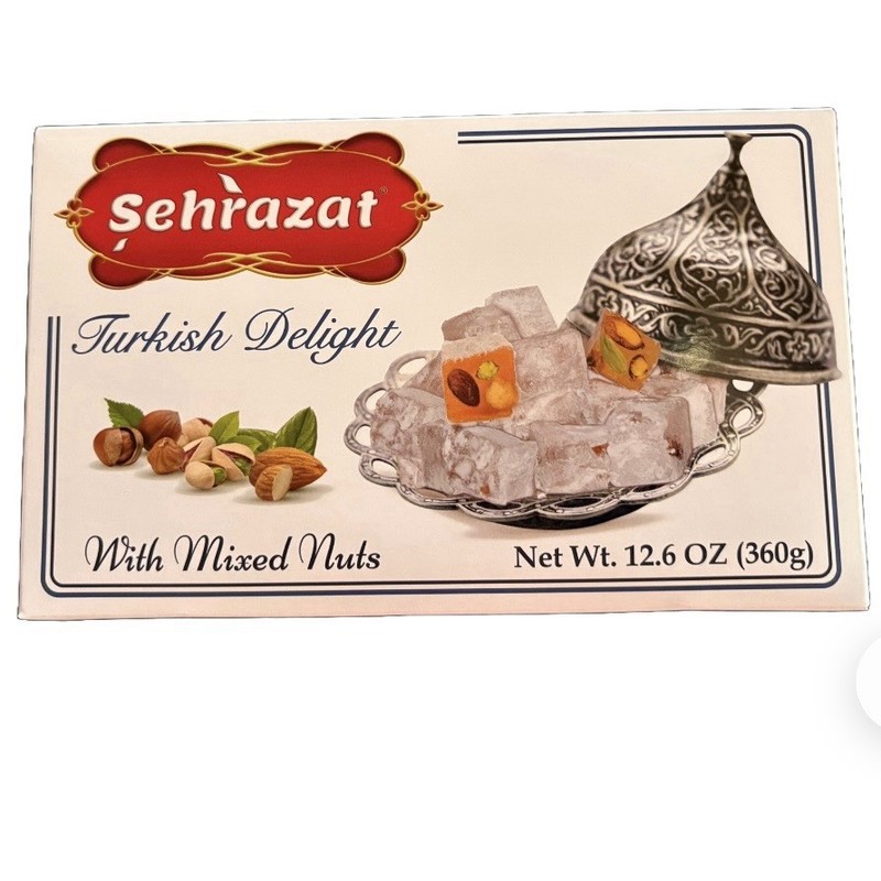 SEHRAZAT with Mixed Nuts Turkish Delight 12.6 oz Resealable Bag by Agro Sun
