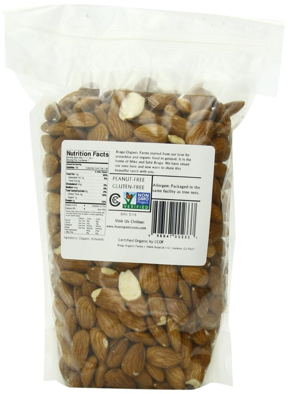 Braga Organic Farms Organic Natural Almonds 2 lb. bag gallery