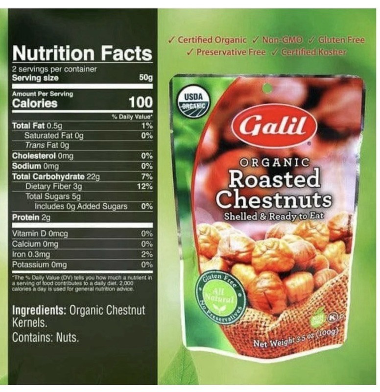 Galil Baking Organic Roasted Chestnut - 6 Bag 3.5oz Each Total 100g gallery