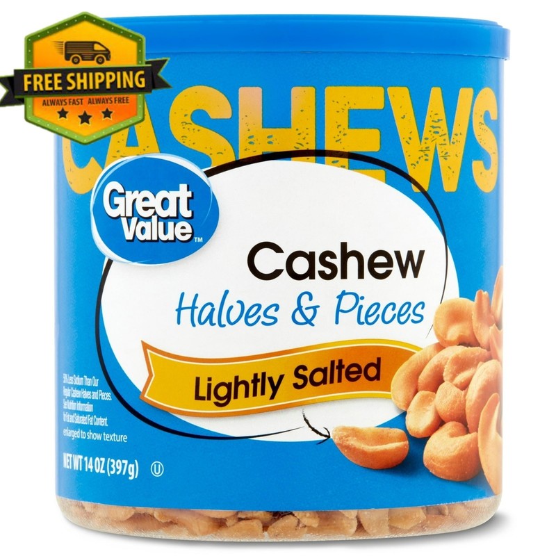 Great Value Lightly Salted Cashew Halves & Pieces 14 oz