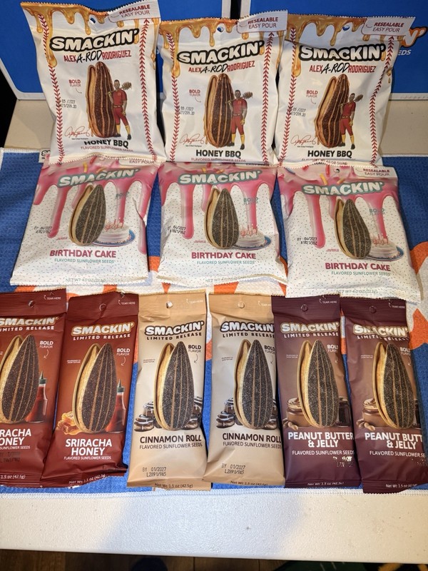 Smackin’ Sunflower Seeds – Birthday Cake – Honey BBQ – PBnJ – Cinnamon Roll ++