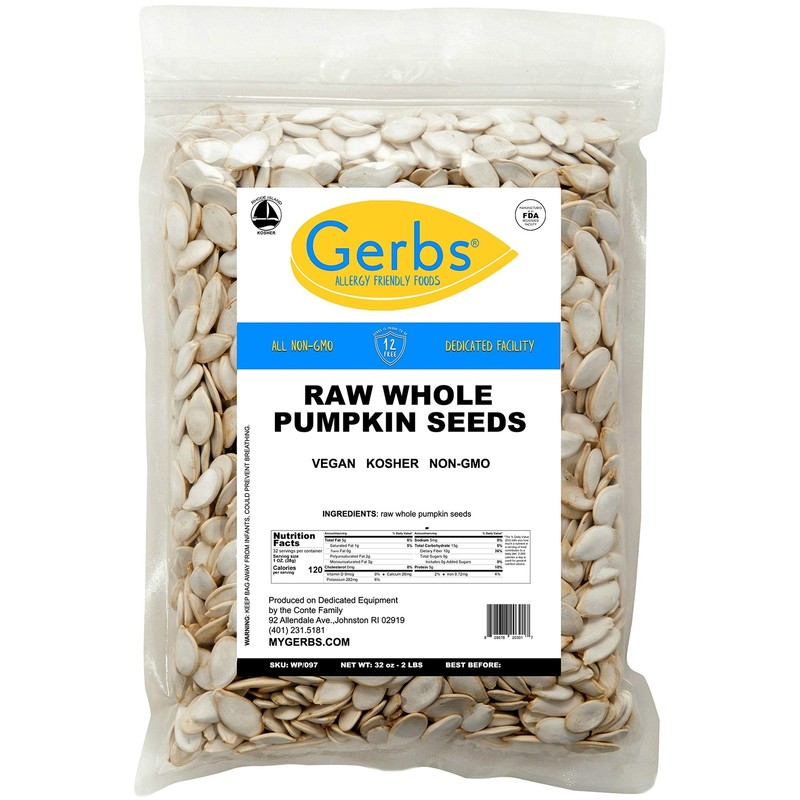 Gerbs Raw Whole Pumpkin Seeds 2 lbs. | InShell, 10.5 mm Size, Resealable Bag ... gallery