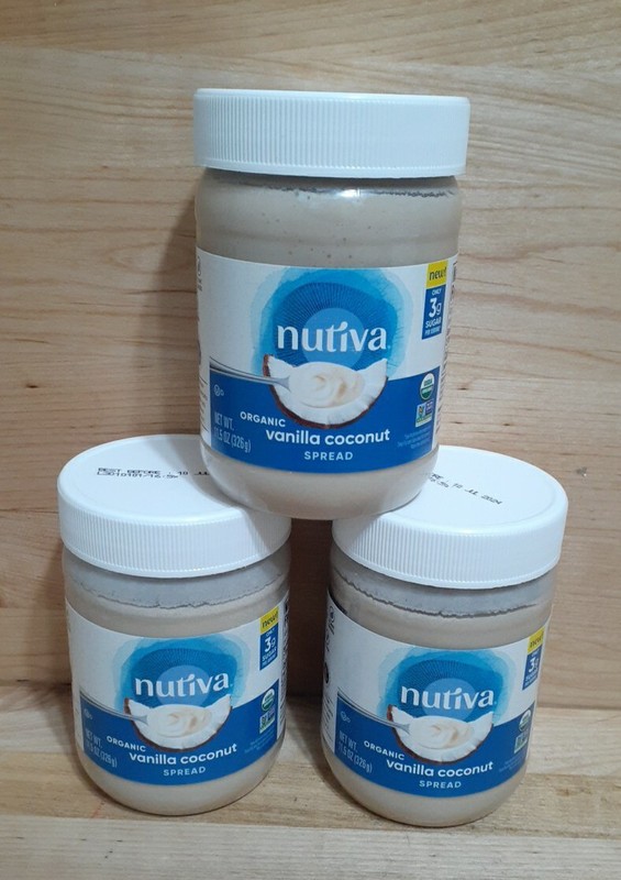 3 PK NUTIVA Organic Vanilla Coconut Spread NO: GMO/GLUTEN VEGAN PLANT KOSHR 11.5