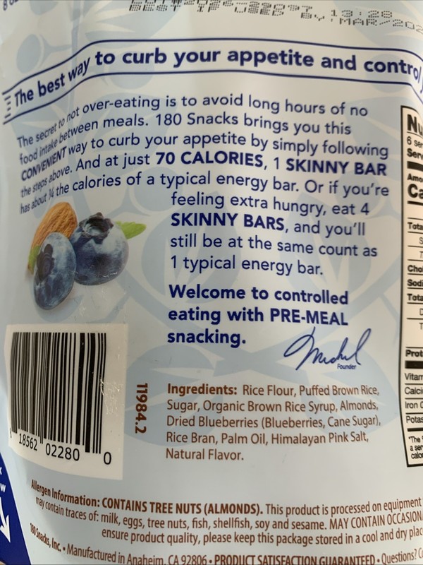 Skinny Rice Bar Almonds And Blueberry Bundle Of 2 Packs (6 Bars In Each) gallery