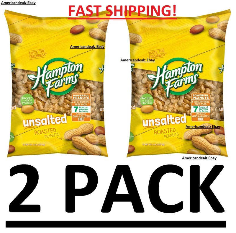 2 PACK Hampton Farms Unsalted In-Shell Peanuts 10 lbs. TOTAL – FREE SHIPPING