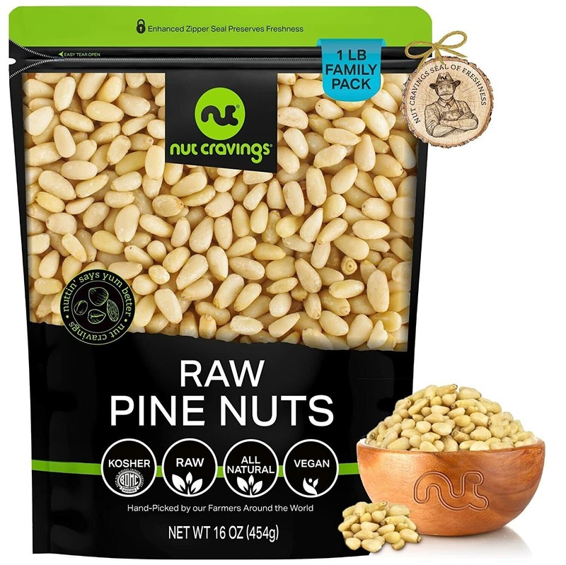Raw Pine Nuts Whole Pignolias, Resealable Bag, Nut Snack, All Natural Kosher