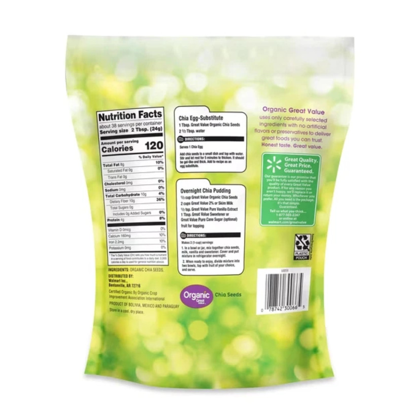 Great Value Organic Chia Seeds, 32 oz (907g) – USDA Organic, Gluten-Free gallery