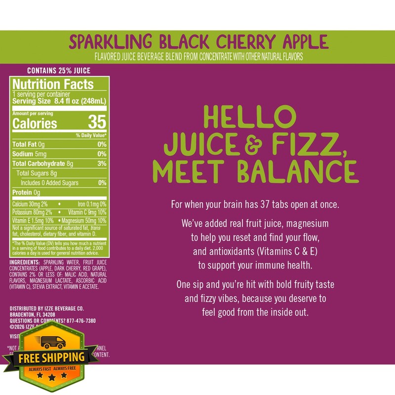 IZZE Orange Mango + Black Cherry Apple Mango 8.4 FL OZ 24 Cans gallery