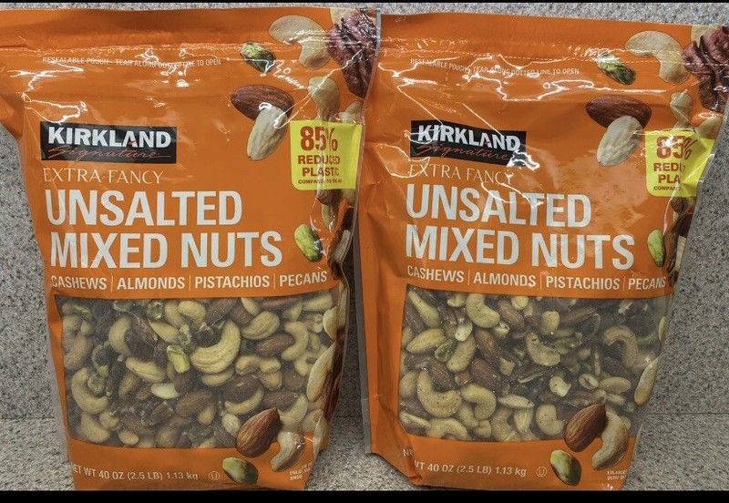 Kirkland Signature Extra Fancy Unsalted Mixed Nuts, 2.5 Lb Each ! (2 PACK)