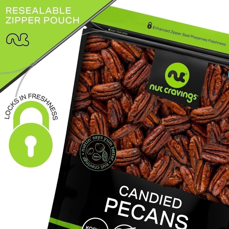 Candied Pecans Honey Glazed Praline, No Shell, Premium All Natural Kosher gallery