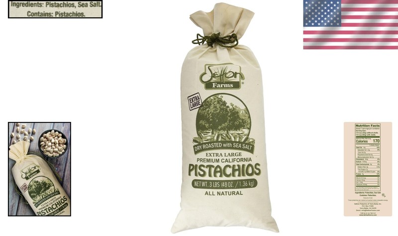 Sustainable & Flavorful 3lb Burlap Bag of Extra Large Dry Roasted Pistachios gallery