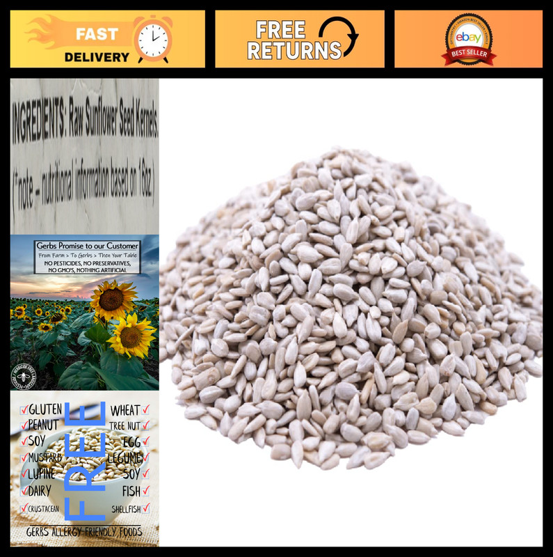 Premium Raw Sunflower Seed Kernels 2 LBS – Non-GMO, Vegan, Kosher, Allergen-Free