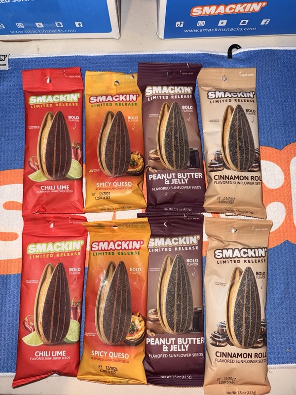 Smackin’ Sunflower Seeds - Sweet & Spicy Duos! Peanut Butter & Jelly Included!