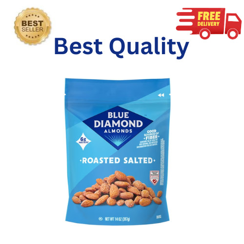 Blue Diamond Roasted Salted Almonds 14 oz Snack Nuts Resealable Bag