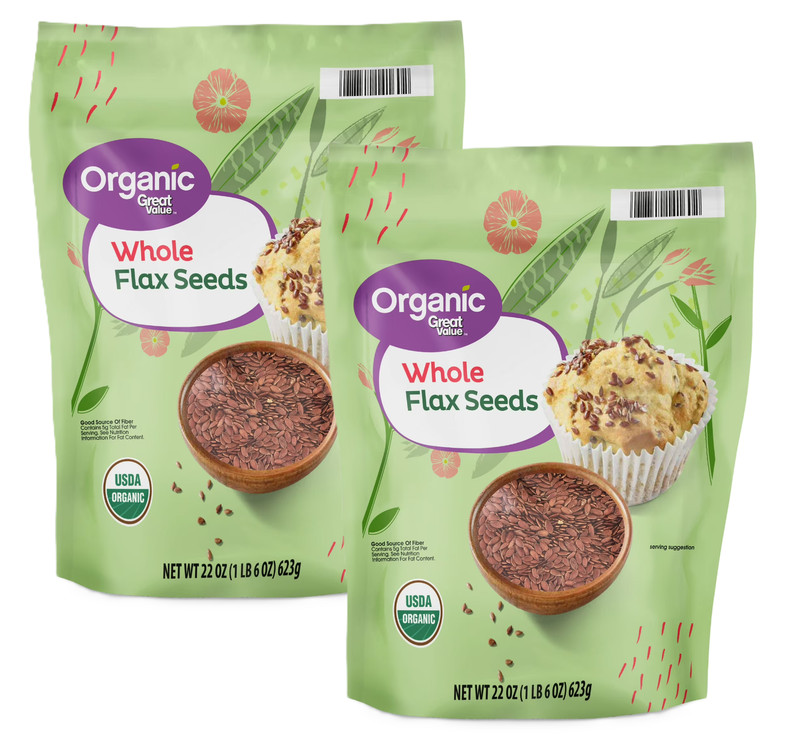 (Sale!) Great Value Organic Whole Flax Seed, 22 oz - Pack of 2