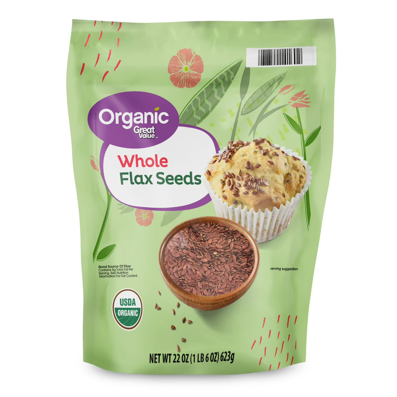 Great Value Organic Whole Flax Seed, 22 oz Free and Fast Shipping