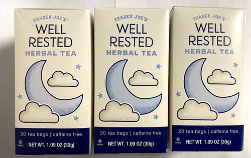 3X Packs Trader Joe's s Well Rested Herbal Tea 20 bags each pack 60 Bags Total