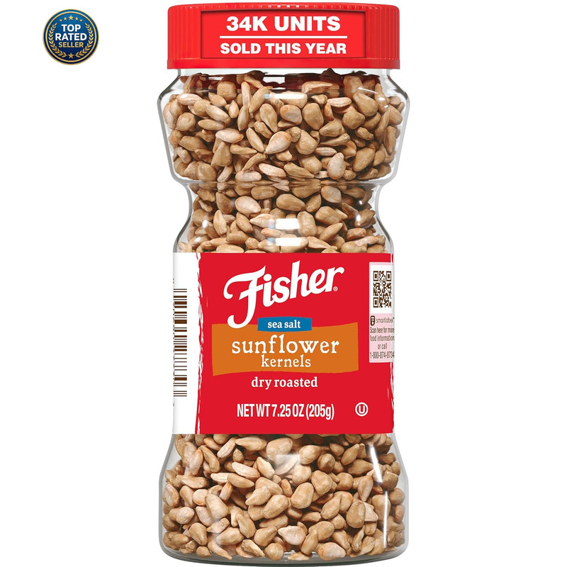 Fisher Dry Roasted Sunflower Seeds Kernels with Sea Salt, 7.25 oz, New