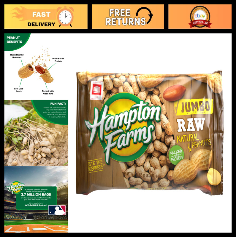 Jumbo Raw Natural In-Shell Peanuts – Perfect for Boiling & Snacking – 24 oz. Bag