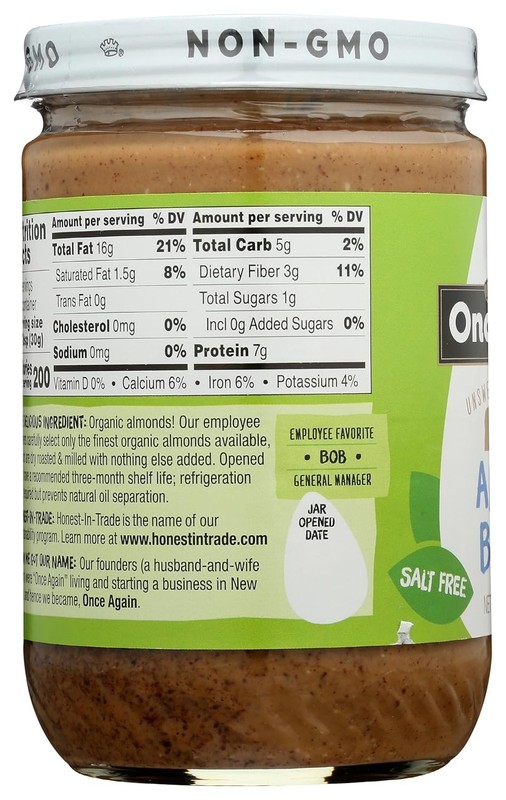 Organic Creamy Almond Butter 16oz Roasted Salt Free Unsweetened USDA Organic gallery