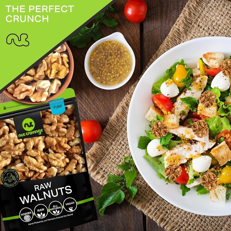 6oz Unsalted Raw Walnuts Halves & Pieces - Kosher Healthy Snack in Resealable... gallery
