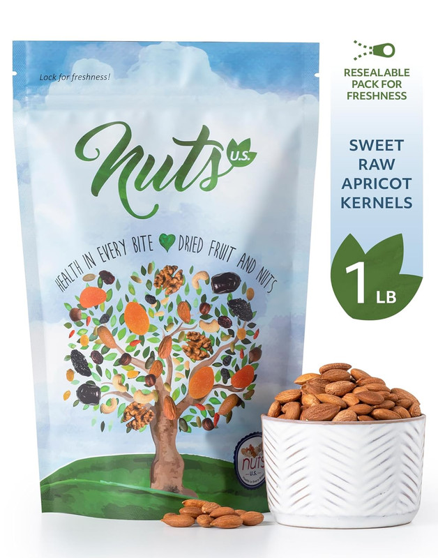 NUTS U.S. - Sweet Raw Apricot Kernels (Seeds) | Unpasteurized and Non-Gmo | No S gallery