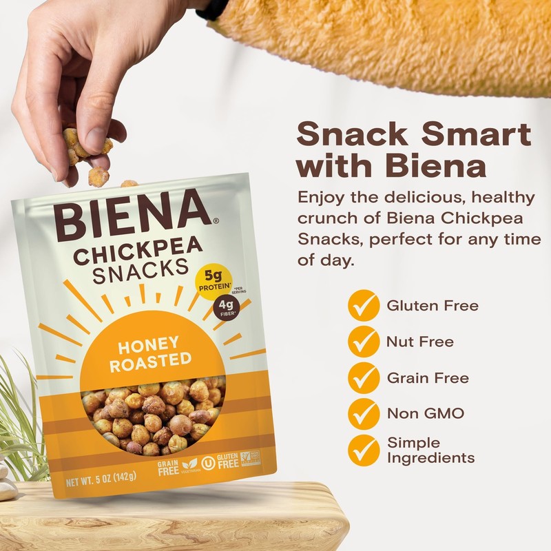 8 Pack Honey Roasted Chickpeas Plant Based Protein Gluten Free Snack gallery