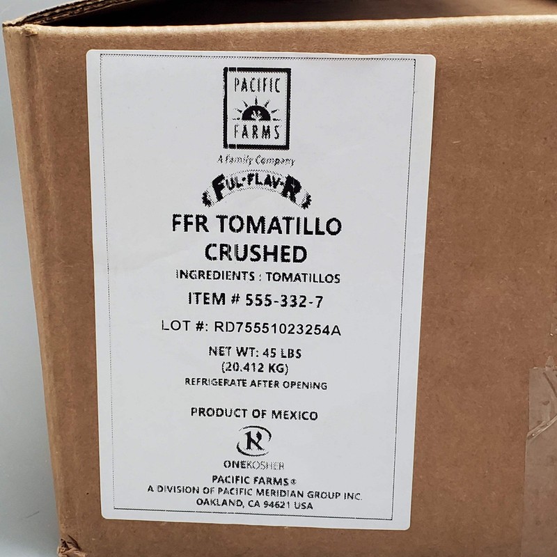 PACIFIC FARMS (45 POUNDS) Ful-Flav-R Tomatillo Crushed 555-332-7 BB 01/27 gallery