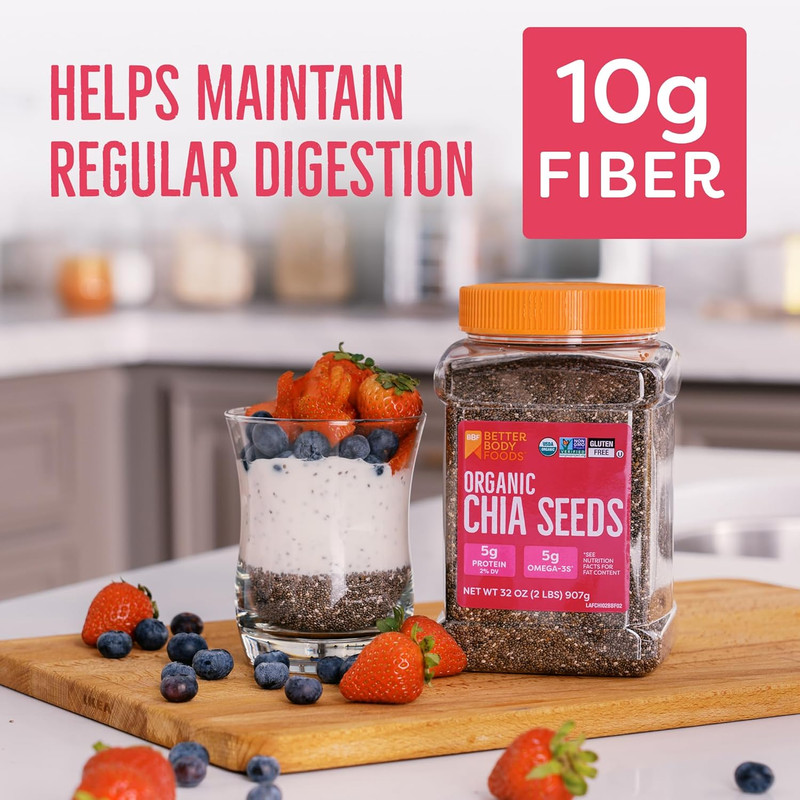 Betterbody Foods Organic Chia Seeds 2 Lbs, 32 Oz, with Omega-3, Non-Gmo, Gluten gallery