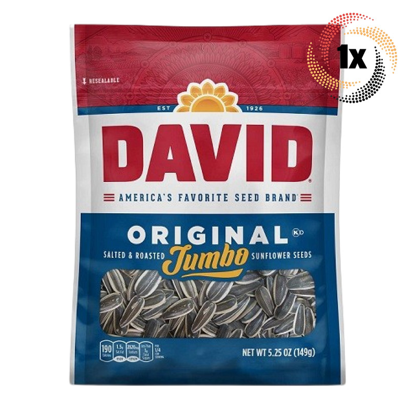1x Bag David Original Jumbo Sunflower Seed Bags | 5.25oz | Salted & Roasted