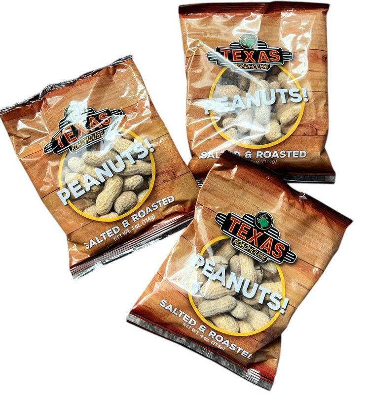 TEXAS ROADHOUSE Salted & Roasted Peanuts 4 oz Unopened 3 Packs Lot Gift Basket