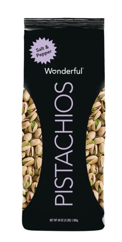 Wonderful Pistachios, Salt & Pepper, 3 lbs (48oz) FREE SHIPPING