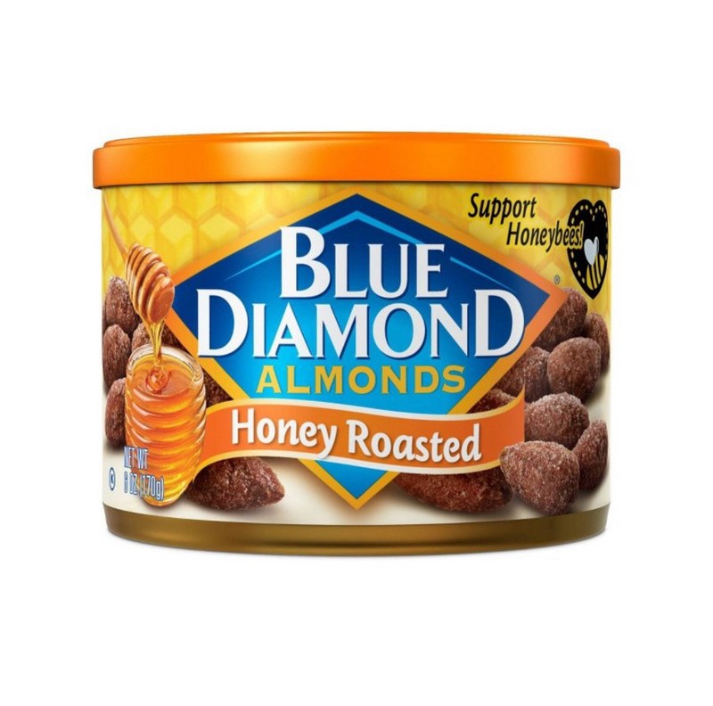 🟠 New Blue Diamond Almonds Honey Roasted All Natural Crunchy Snack Nuts 6oz