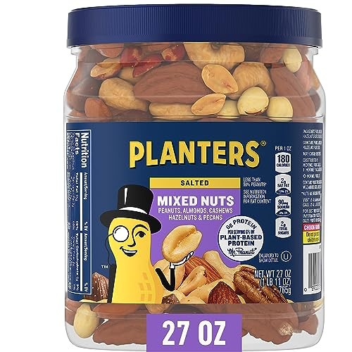 Mixed Nuts Salted 27 oz Resealable Jar Less Than 50 Peanuts Measured Weight Salt