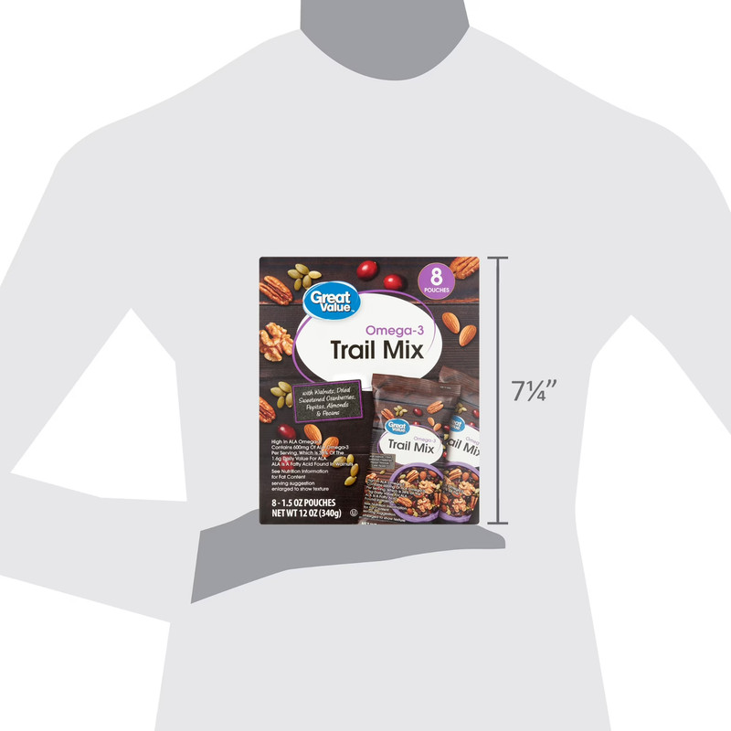 Great Value Omega-3 Trail Mix 1.5 oz Packs 5 Pack 40 Count Snack Nuts gallery