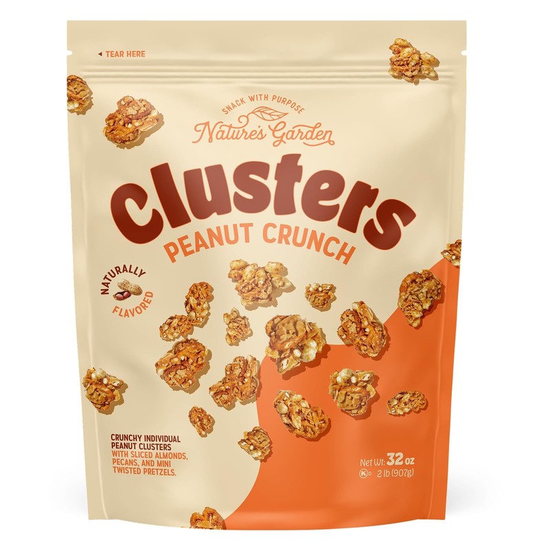 Nature’s Garden Clusters Peanut Crunch, 32oz Pouch – Big Chunky Nut & Pretzel…