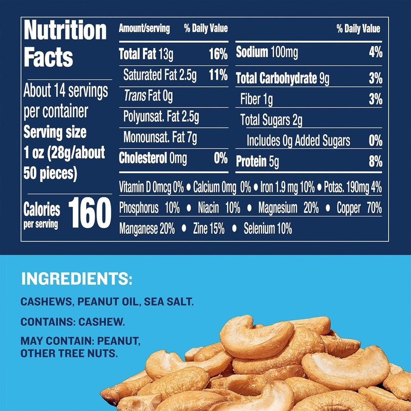 Plant-Based Protein Snack: Salted Cashew Halves gallery