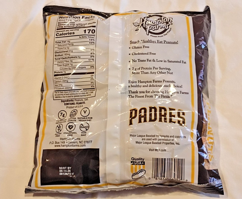 Hampton Farms Team Logo MLB salted roasted peanuts San Diego Pardres gallery