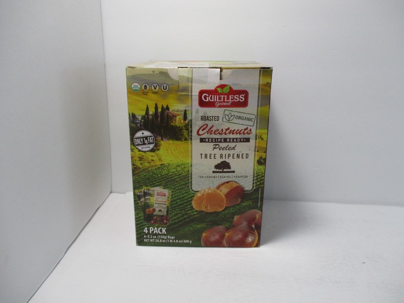 Guiltless Roasted Organic Chestnuts 4pk x 5.2oz -20.8oz 600g Peeled Tree Ripened