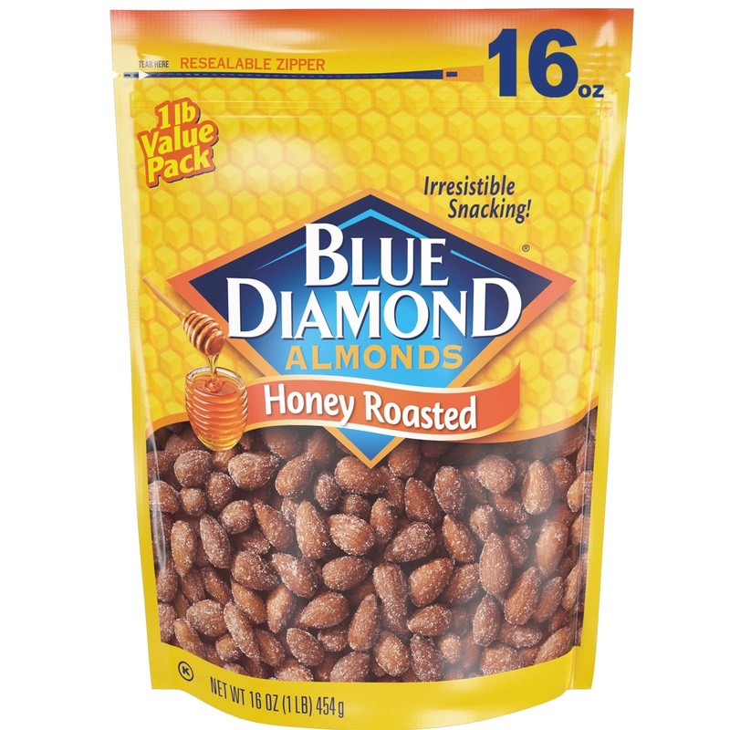 Blue Diamond Honey Roasted Snack Almonds 16 Ounce Resealable Bag