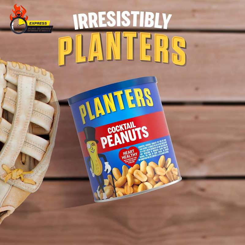 Salted Cocktail Peanuts, Party Snacks, Plant Based Protein 16Oz (1 Canister) gallery