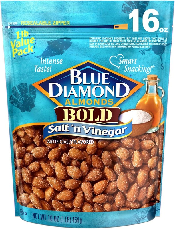 Blue Diamond Almonds Salt N’ Vinegar Flavored Snack Nuts, 16 Oz Resealable Bag