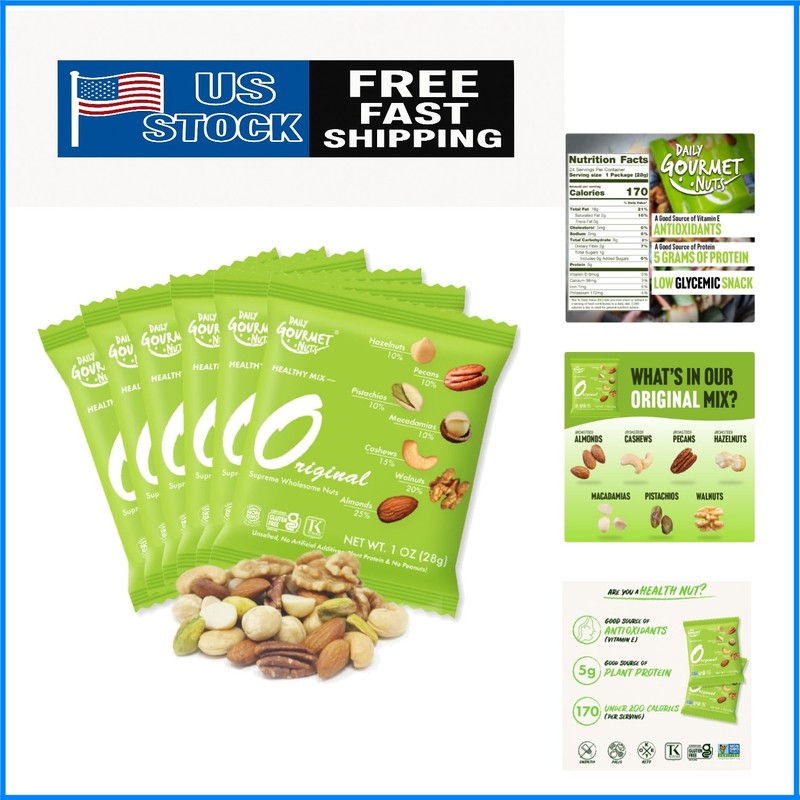 Healthy Unsalted Mixed Nuts - 24 Individually Wrapped Snack Packs for On-the-go