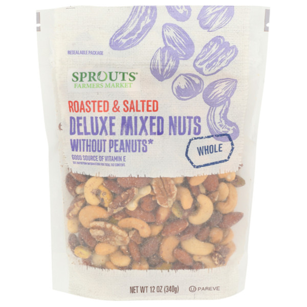 3 Pack – Sprouts Roasted Salted Deluxe Mixed Nuts With Out Peanuts 12 oz