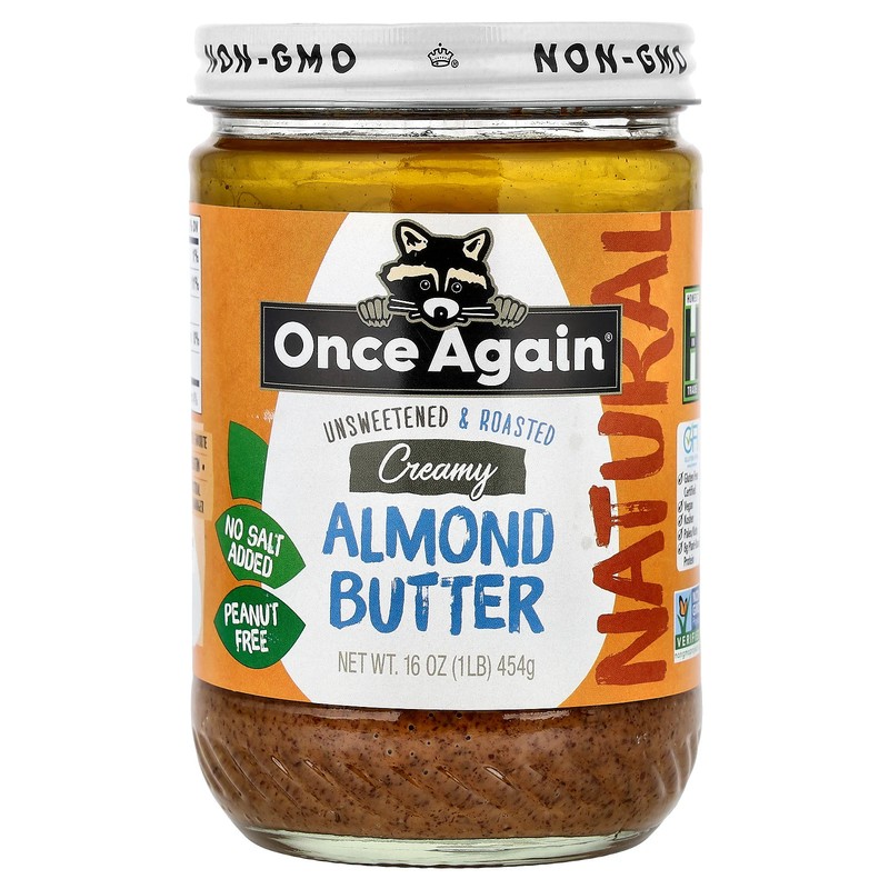 Almond Butter, Creamy, Unsweetened & Roasted, 16 oz (454 g)