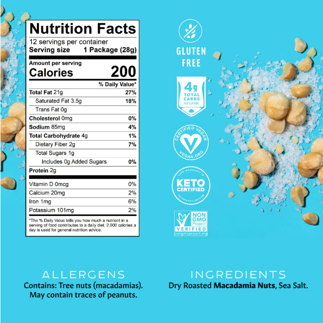 MAUNA LOA MACADAMIA NUTS Sea Salt Flavor Snack Mac Mini Pouches - pack of 12 gallery