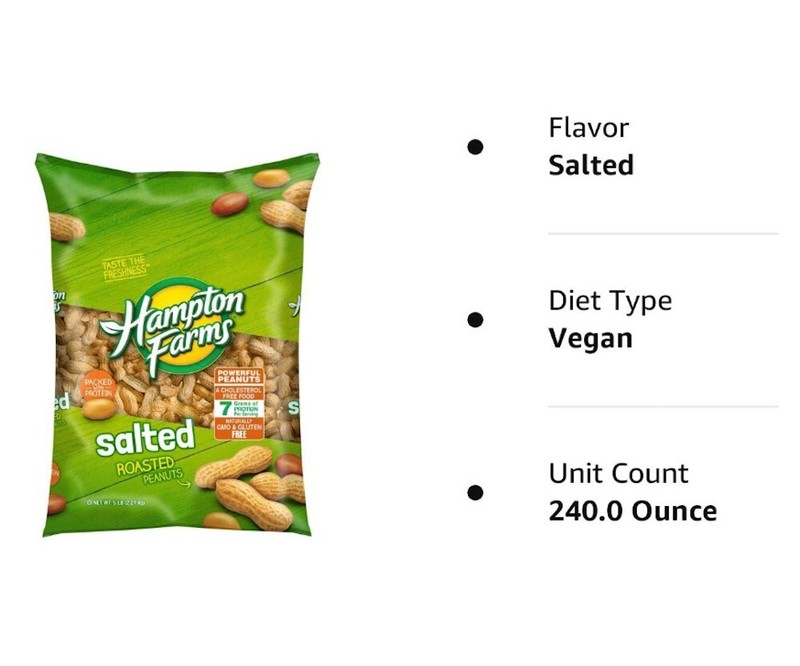 2 PACK Hampton Farms Salted In-Shell Peanuts (5 lbs/Bag - 10Lbs Total) gallery
