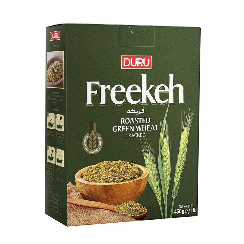 Duru Cracked Wheat, Freekeh, Roasted Green, 15.9Oz (450G), 100% Natural and Cert