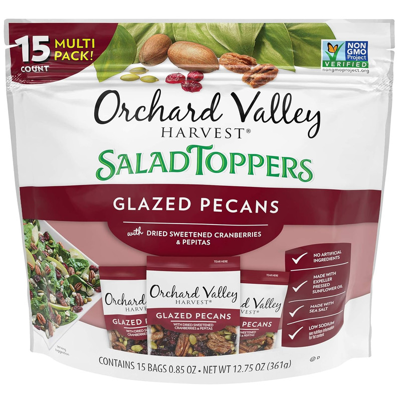 Orchard Valley Harvest Glazed Pecans Salad Toppers, 0.85 Ounce Bags (Pack of 15)